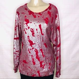 Ashley Stewart red/metallic silver sweater 14/16
